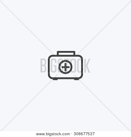 Black Line Medical Bag, Kit Icon Vector. Illustration On White Background, Can Be Used For Web And M