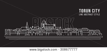 Cityscape Building Line Art Vector Illustration Design - Torun City