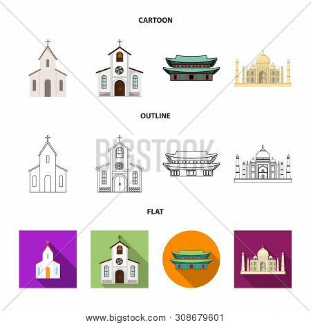 Vector Illustration Of Religion And Wedding Symbol. Set Of Religion And House Vector Icon For Stock.