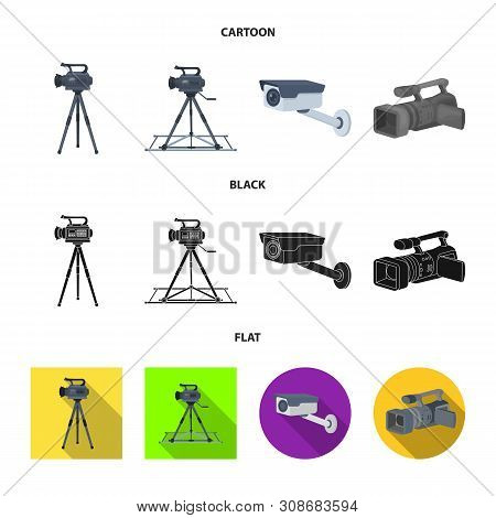 Vector Design Of Camcorder And Camera Icon. Collection Of Camcorder And Dashboard Vector Icon For St