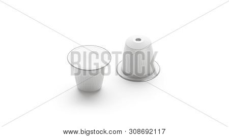 Blank White Coffee Capsule Box Mock Up, Isolated, Side View, 3d Rendering. Empty Sealed Coffe Pod Mo