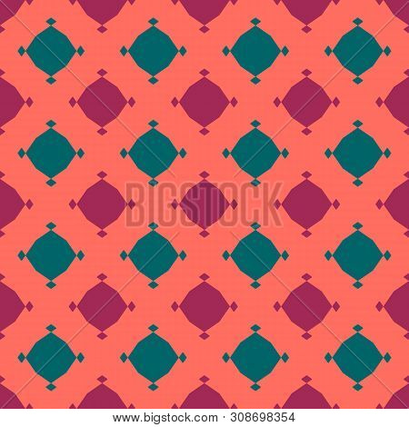 Vector Colorful Geometric Seamless Pattern. Simple Abstract Minimalist Texture With Diamonds, Octago