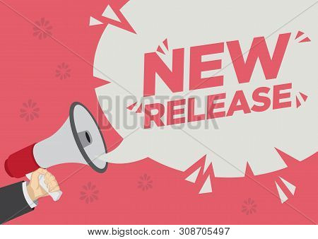 Retail Sale Promotion Shoutout Of New Release With A Megaphone Speech Bubble Against A Red Backgroun