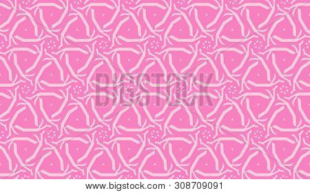 Vector Seamless Layout With Curved Line, Illusion Triangles. Abstract Hipster Pattern. For Your Wall