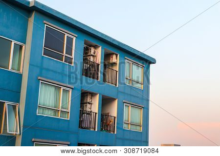 Condominium Block City Building Sunset Sky