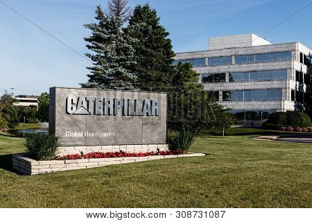 Deerfield - Circa June 2019: Caterpillar Global Headquarters. Caterpillar Designs, Develops, Enginee