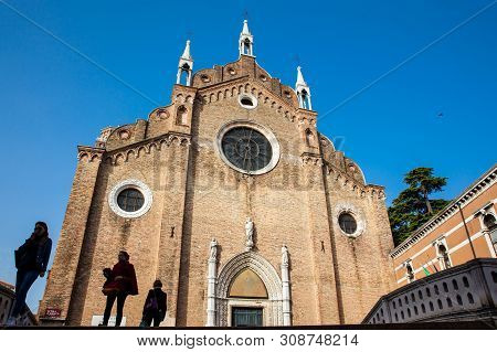 Venice, Italy - April, 2018: Basilica Di Santa Maria Gloriosa Dei Frari Located At The Heart Of The