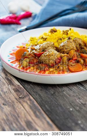 Moroccan beef kefta meatballs meatball and semolina