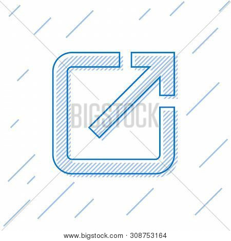 Blue Open In New Window Line Icon Isolated On White Background. Open Another Tab Button Sign. Browse