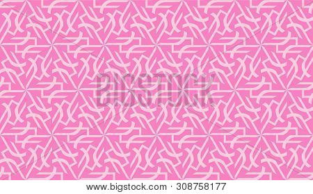 Vector Seamless Illustration With Curved Line. Modern Pattern In Triangles Style. For Modern Interio