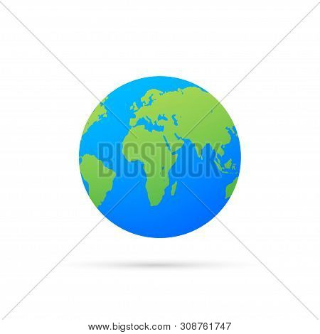 Earth Globes Isolated On White Background. Flat Planet Earth Icon. Vector Stock Illustration.