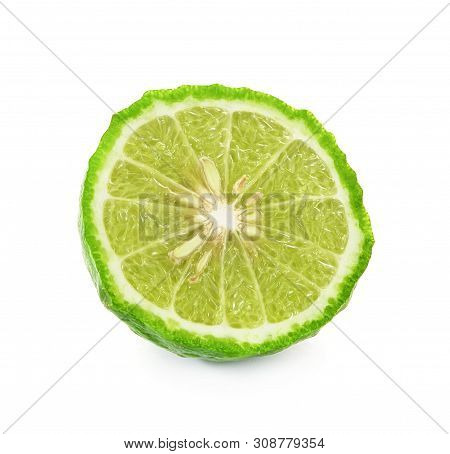 A Kaffir Lime Isolated On White Background