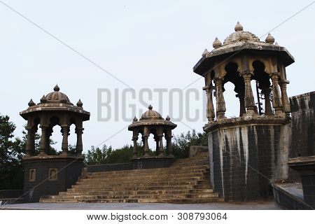 Temple Domes At Dehu In Maharashtra State Of India.