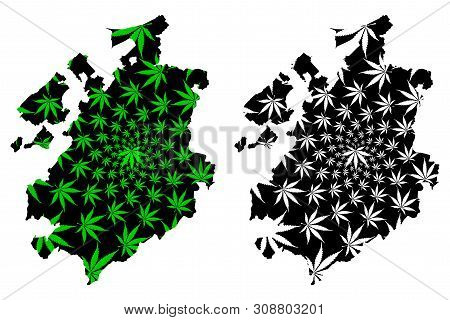 Fribourg (cantons Of Switzerland, Swiss Cantons, Swiss Confederation) Map Is Designed Cannabis Leaf 