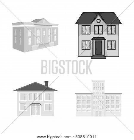 Bitmap Design Of Building And City Icon. Set Of Building And Modern Stock Symbol For Web.