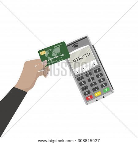 Pay Pass Use Card. Contactless Payment. Pay Pass Payment, Nfc Banking, Cashless Transaction, Vector 