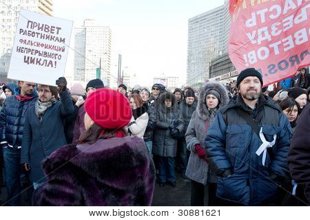 Moskva - 10. března: Účastníci protestní manifestaci proti padělání prezidenta 