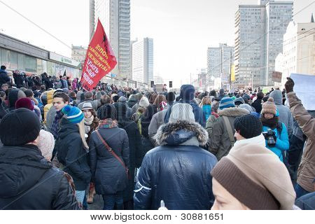 Moskva - 10. března: Účastníci protestní manifestaci proti padělání prezidenta 
