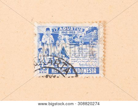 Indonesia - Circa 1955: A Stamp Printed In Indonesia Shows The Period Of 1945 To 1955, Circa 1955