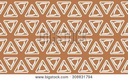 Modern Pattern With Curved Line. Triangles, Line, Geometric Elements. Vector Seamless Illustration. 