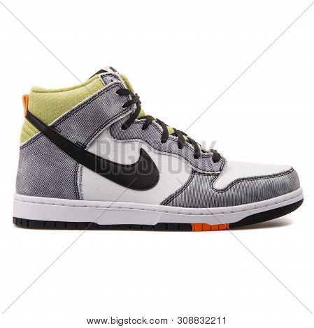 Vienna, Austria - August 25, 2017: Nike Dunk Cmft White And Black Sneaker On White Background.