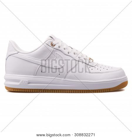 Vienna, Austria - August 25, 2017: Nike Lunar Force 1 14 Premium Qs White Sneaker On White Backgroun