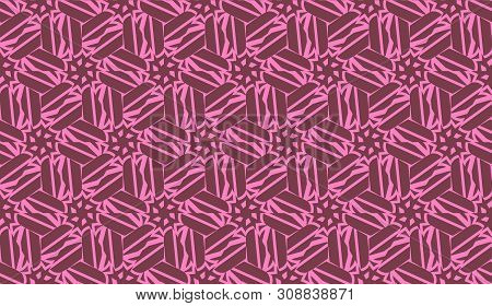 Modern Pattern With Curved Line. Triangles, Line, Geometric Elements. Vector Seamless Illustration. 
