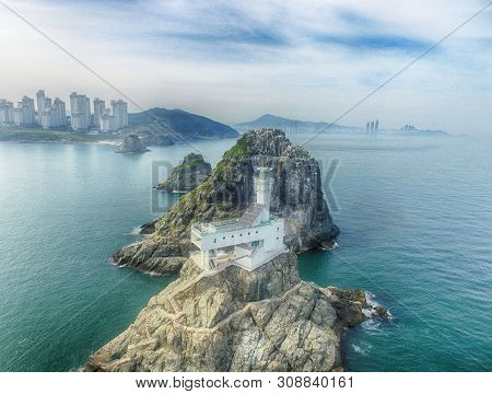 Aerial View Of Oryukdo Lighthouse, Busan, South Korea, Asia