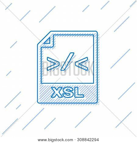 Blue Xsl File Document Icon. Download Xsl Button Line Icon Isolated On White Background. Excel File 