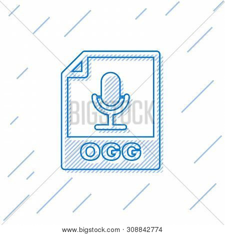Blue Ogg File Document Icon. Download Ogg Button Line Icon Isolated On White Background. Ogg File Sy