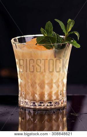 Barmen Is Making Batida Cocktail Drink With Mint Making By Bartender