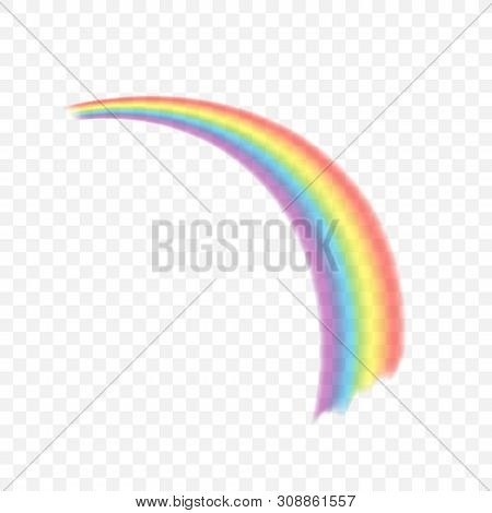 Rainbows In Different Shape Realistic Set On Transparent. Vector Stock Illustration.