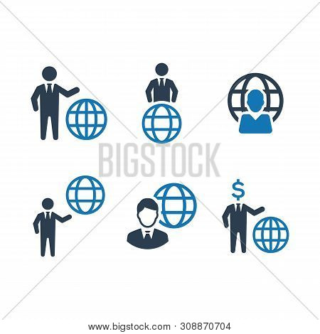 Beautiful, Meticulously Designed Global Business Icon Set Blue Version
