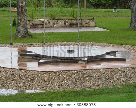 May 29, 2011, Belle Fourche, Sd Giant Plaque In Ground Marking The Geographic Center Of Area In The 
