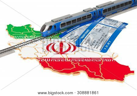 Train Travel In Iran, Concept. 3d Rendering Isolated On White Background