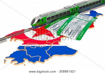 Train Travel In North Korea, Concept. 3d Rendering Isolated On White Background