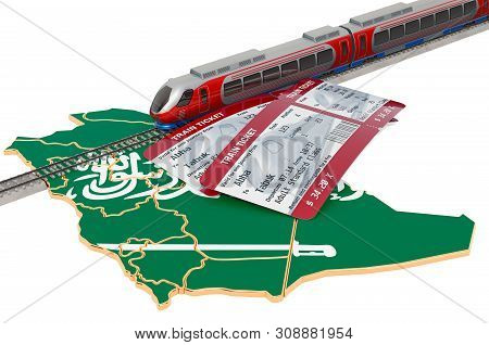 Train Travel In Saudi Arabia, Concept. 3d Rendering Isolated On White Background
