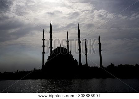 Adana Sabanci Central Mosque / Turkey. Travel Concept Photo.