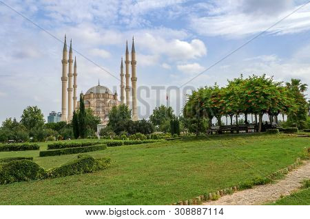 Adana Sabanci Central Mosque / Turkey. Travel Concept Photo.