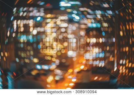 Blurred Abstract Bokeh Background Of San Francisco City Lights At Night