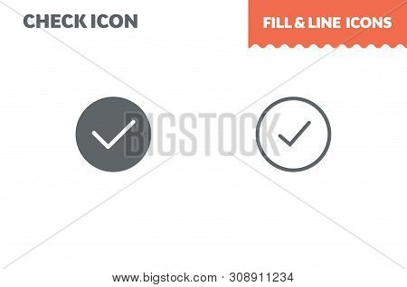 Chek Mark Fill And Line. Flat Design. Ui Icon