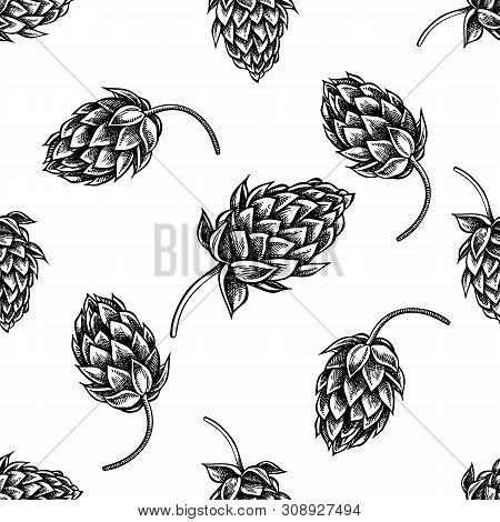 Seamless Pattern With Black And White Hop Stock Illustration
