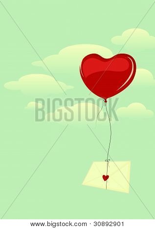 Love letter knuten till en hjärtformad
