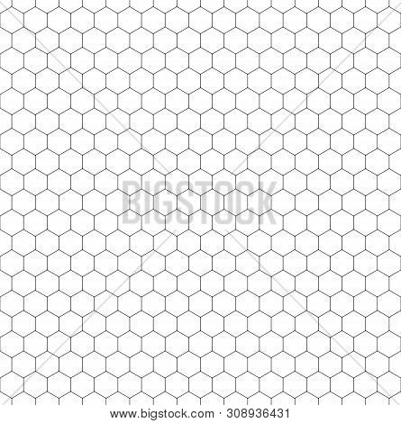 Hexagon Seamless Pattern. Black Honeycomb On White Background. Golf Texture.