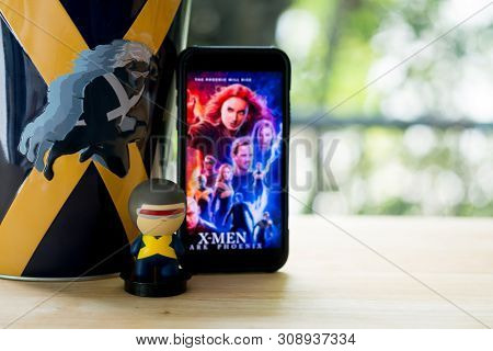 Bangkok,thailand - June 30, 2019: Advertising For The Movie Called X-men Dark Phoenix With Toy Model