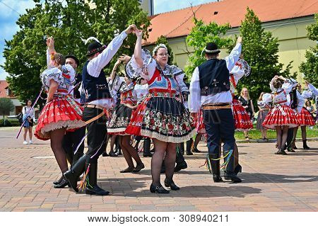 Brno - Bystrc, Czech Republic, June 22, 2019. Traditional Czech Feast. Folk Festival. Girls And Boys