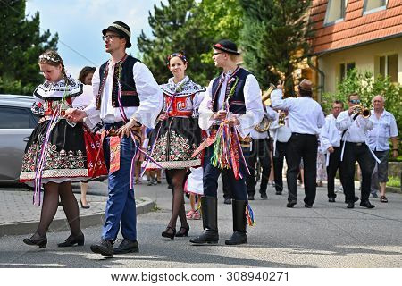 Brno - Bystrc, Czech Republic, June 22, 2019. Traditional Czech Feast. Folk Festival. Girls And Boys