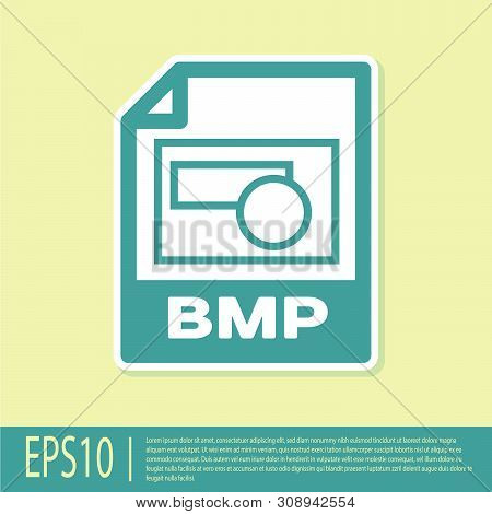 Green Bmp File Document Icon. Download Bmp Button Icon Isolated On Yellow Background. Bmp File Symbo