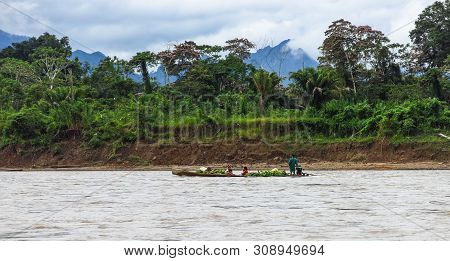 Beni River, Bolivia - May 12, 2018: Transport Of Bananas In Beni River In Beni Region, Bolivia. The 