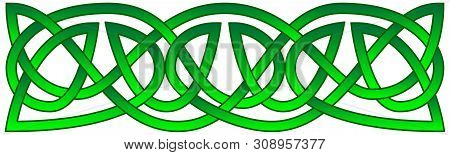 Celtic Knots Shamrock Ornament. Traditional Medieval Frame Pattern Illustration. Scandinavian Or Cel